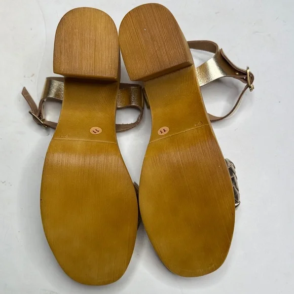 Seychelles Timber Gold Metallic Platform Wood Chunky Block Heel Sandal NEW - Picture 8 of 11